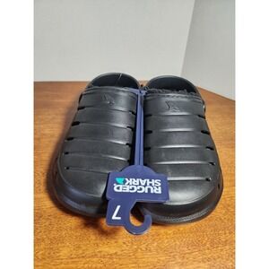 Rugged Shark Men's Slip-on Fabric Lined EVA Clog Slippers Size 7 Black